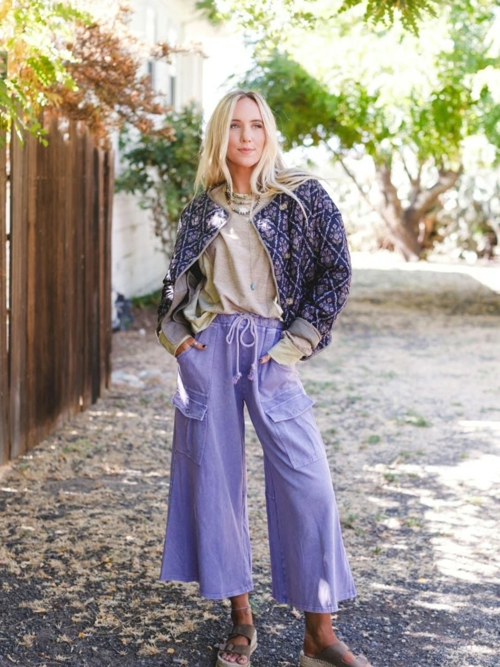 Three Bird Nest 🐦 The Nest Cargo Cascade Wide Leg Pants Peri Blue Hyacinth 🪻